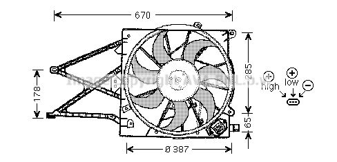 AVA QUALITY COOLING Tuuletin, moottorin jäähdytys OL7509